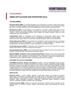 Amine Applications and Properties Data