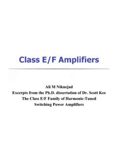 Class E/F Amplifiers - University of California, Berkeley