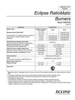 Datasheet 110-3 Eclipse RatioMatic Burners