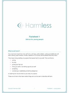 Factsheet 1 - Harmless - Self Harm Support