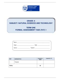 GRADE: 6 SUBJECT: NATURAL SCIENCES AND TECHNOLOGY …