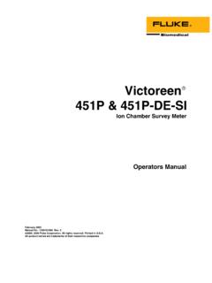 Victoreen 451P &amp; 451P-DE-SI - Fluke Corporation