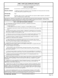 FAMILY CARE PLAN COUNSELING CHECKLIST