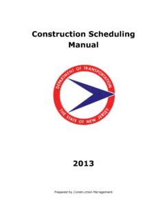 Construction Scheduling Manual - New Jersey