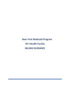 New York Medicaid Program 29-I Health Facility BILLING ...