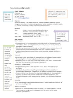 Sample resume (graduate) - Australian National University