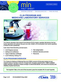 MLN006270 – CLIA Program &amp; Medicare Lab Services