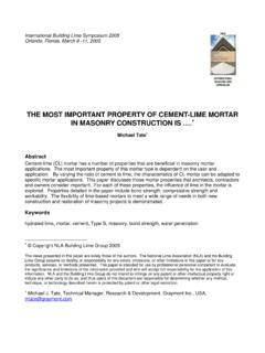 THE MOST IMPORTANT PROPERTY OF CEMENT-LIME …