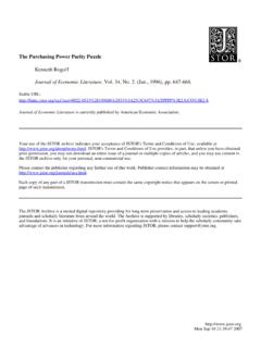 The Purchasing Power Parity Puzzle Kenneth Rogoff Journal ...