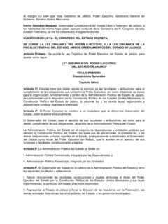 Ley Org&#225;nica del Poder Ejecutivo del Estado de Jalisco