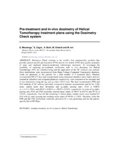 Pre-treatment and in-vivo dosimetry of Helical Tomotherapy ...
