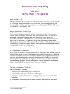 Info-shot: ISAD (G): The Basics - Archive Skills Ltd