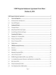 CHP Program Settlement Agreement Term Sheet October …