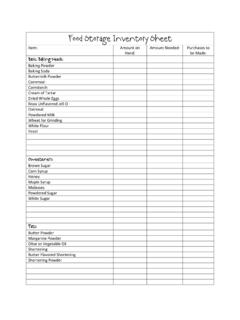 Food Storage Inventory Sheet