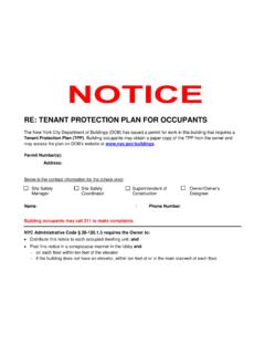 RE: TENANT PROTECTION PLAN FOR OCCUPANTS