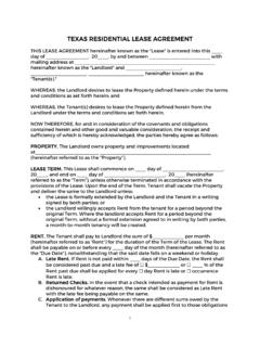 TEXAS RESIDENTIAL LEASE AGREEMENT