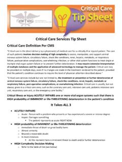 Critical Care Services Tip Sheet - NAMAS