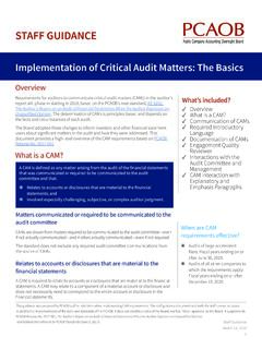 Implementation of Critical Audit Matters - PCAOB