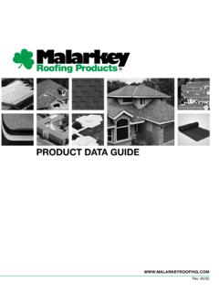 PRODUCT DATA GUIDE - Malarkey Roofing Products