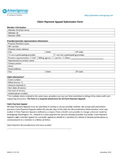 Claim Payment Appeal Submission Form - Amerigroup