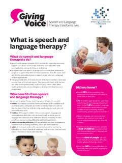 What is speech and language therapy?
