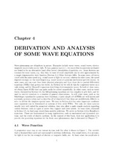 DERIVATION AND ANALYSIS OF SOME WAVE EQUATIONS