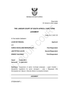 THE LABOUR COURT OF SOUTH AFRICA, CAPE …
