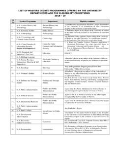 LIST OF MASTERS DEGREE PROGRAMMES OFFERED BY THE ...