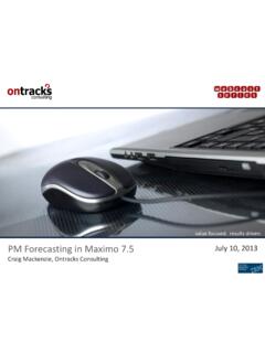 PM Forecasting in Maximo 7.5 July 10, 2013