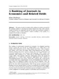 A Ranking of Journals in Economics and Related …