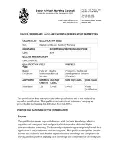 HIGHER CERTIFICATE: AUXILIARY NURSING QUALIFICATION …