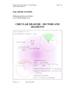 CIRCULAR MEASURE - SECTORS AND SEGMENTS