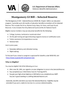Montgomery GI Bill Selected Reserve - Veterans Affairs