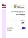 ROADS INFRASTRUCTURE POLICY FOR SOUTH AFRICA: …