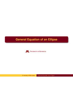 General Equation of an Ellipse - University of Minnesota