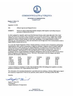 COMMONWEALTH of VIRGINIA - fmcsa.dot.gov