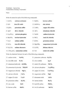 Worksheet—Answer Key Nomenclature (Naming Compounds) …