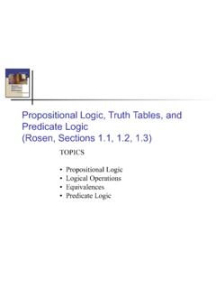 Propositional Logic, Truth Tables, and Predicate Logic ...
