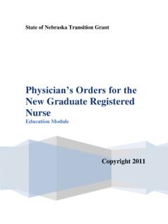 Physician’s Orders for the - Nebraska Center for Nursing