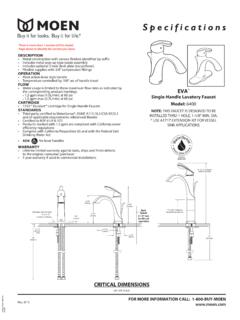 Specifications - Moen Incorporated