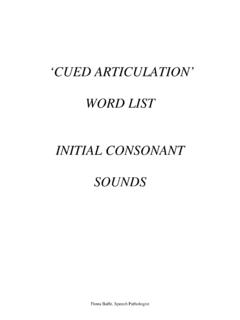 ‘CUED ARTICULATION’ WORD LIST INITIAL CONSONANT SOUNDS