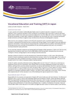 Vocational Education and Training (VET) in Japan