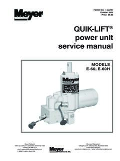 QUIK-LIFT power unit service manual - Meyer Products