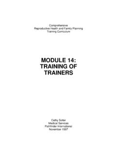 MODULE 14: TRAINING OF TRAINERS