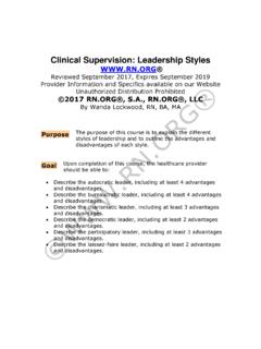 Clinical Supervision: Leadership Styles WWW.RN.ORG&#174;