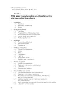 Annex 2 W HO good manufacturing practices for active ...
