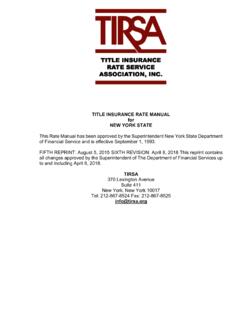 TITLE INSURANCE RATE MANUAL for NEW YORK STATE TIRSA …