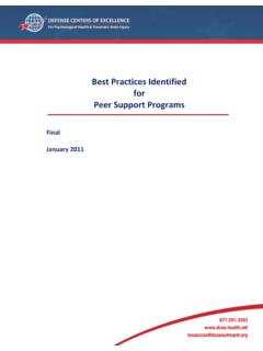 Best Practices Identified for Peer Support Programs