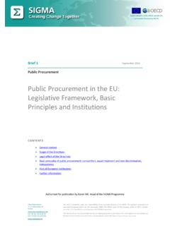 Public Procurement in the EU: Legislative Framework, Basic ...
