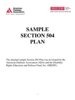 SAMPLE SECTION 504 PLAN - American Diabetes Association